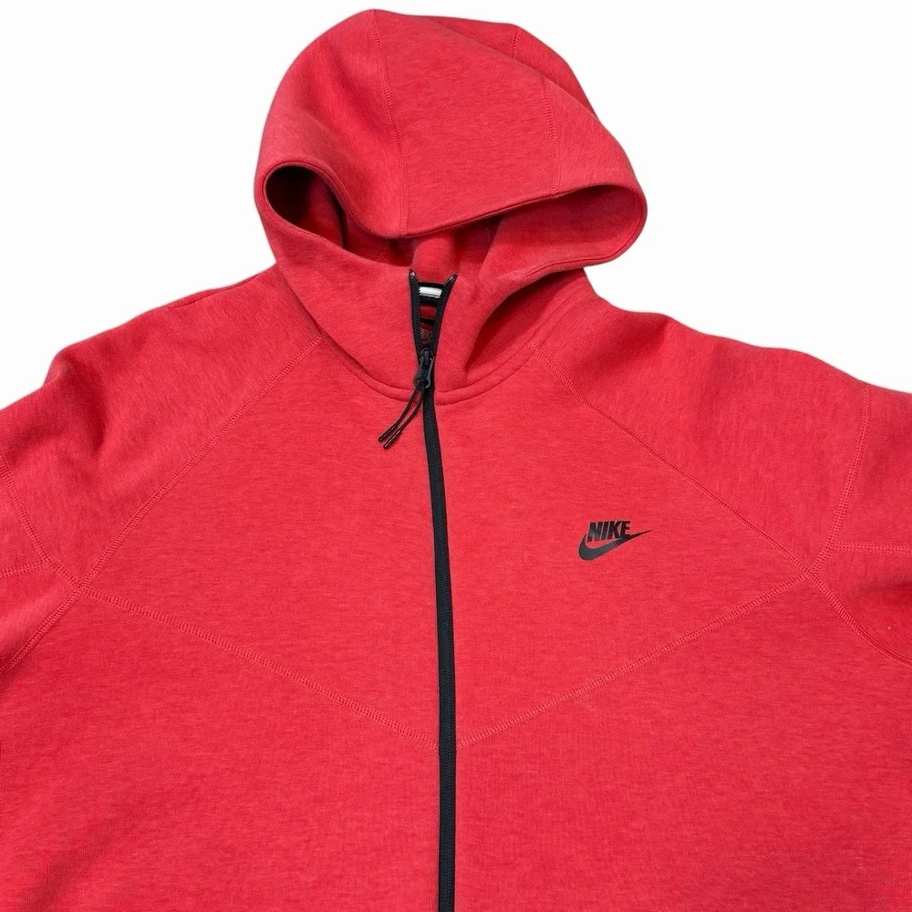 Nike Tech Fleece Windrunner Full-Zip Hoodie Jacket Size XL Red Pockets Hooded